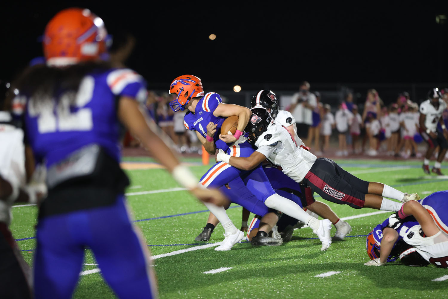 Jesse making the tackle of the QB