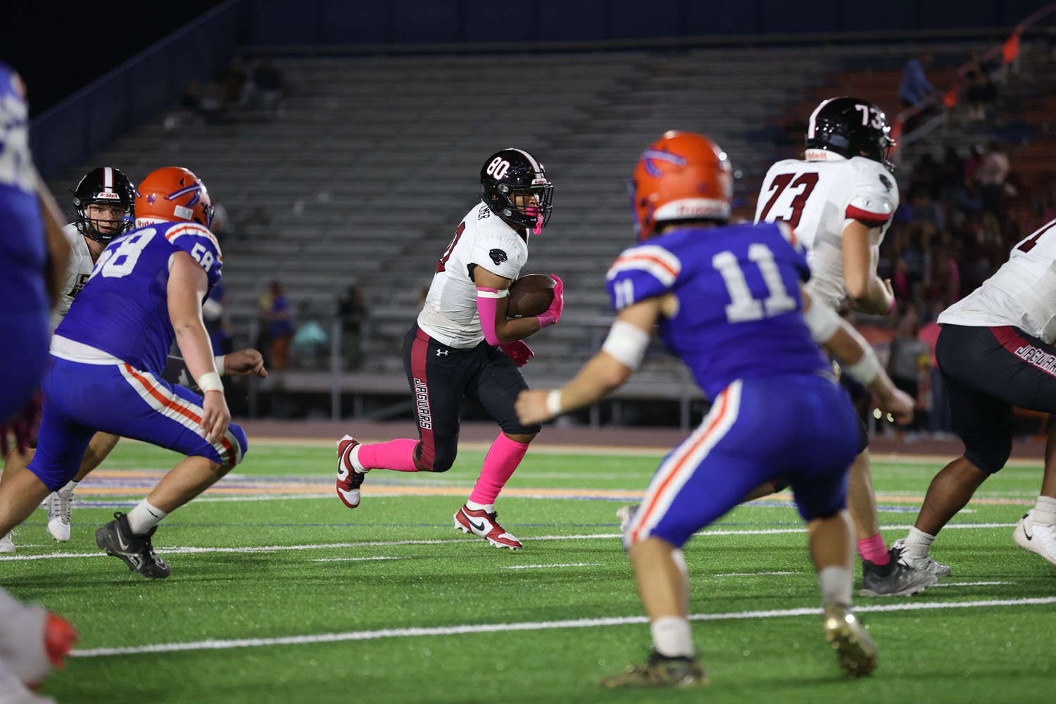 Palmer looking for space to run the ball